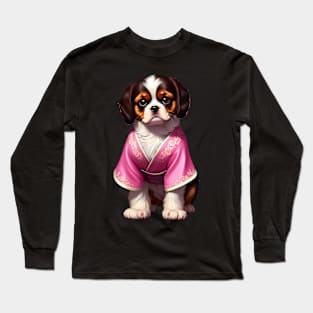 Cocker Spaniel in Pink Traditional Hanbok Long Sleeve T-Shirt